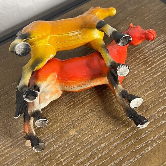 Vintage Pair of 2 1975 Imperial Tan Brown Chestnut Toy Horse Foals - Picture 8 of 9